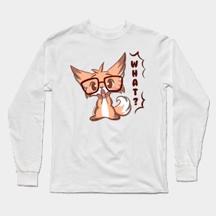 Cute Kawaii Nerd Fox what waa wtf Long Sleeve T-Shirt